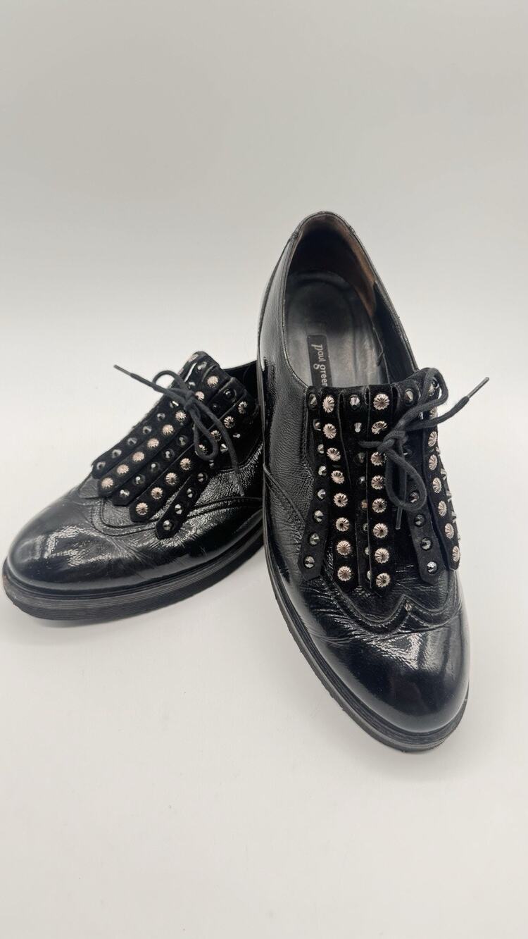 VTG Paul Green Y2K 90’s Rhinestone McBling Patent Slip On Size Worn 9.5/10